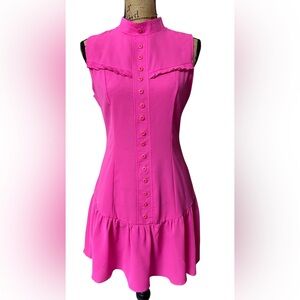 CBR NWOT Sleeveless Hot Pink Button-Front Dress